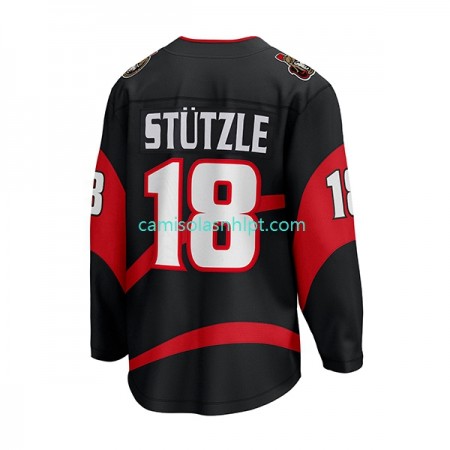 Camiseta Ottawa Senators Stutzle 18 Adidas 2022-2023 Reverse Retro Preto Authentic - Homem